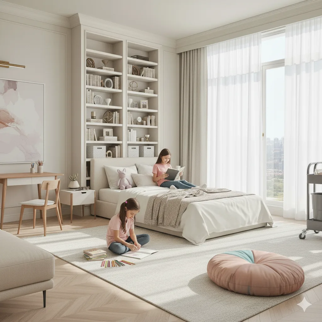 Kids relaxing in a fresh room