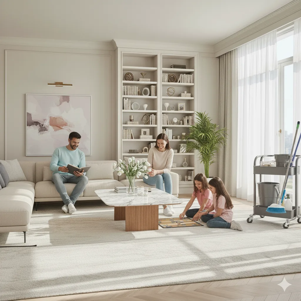 Family enjoying clean home